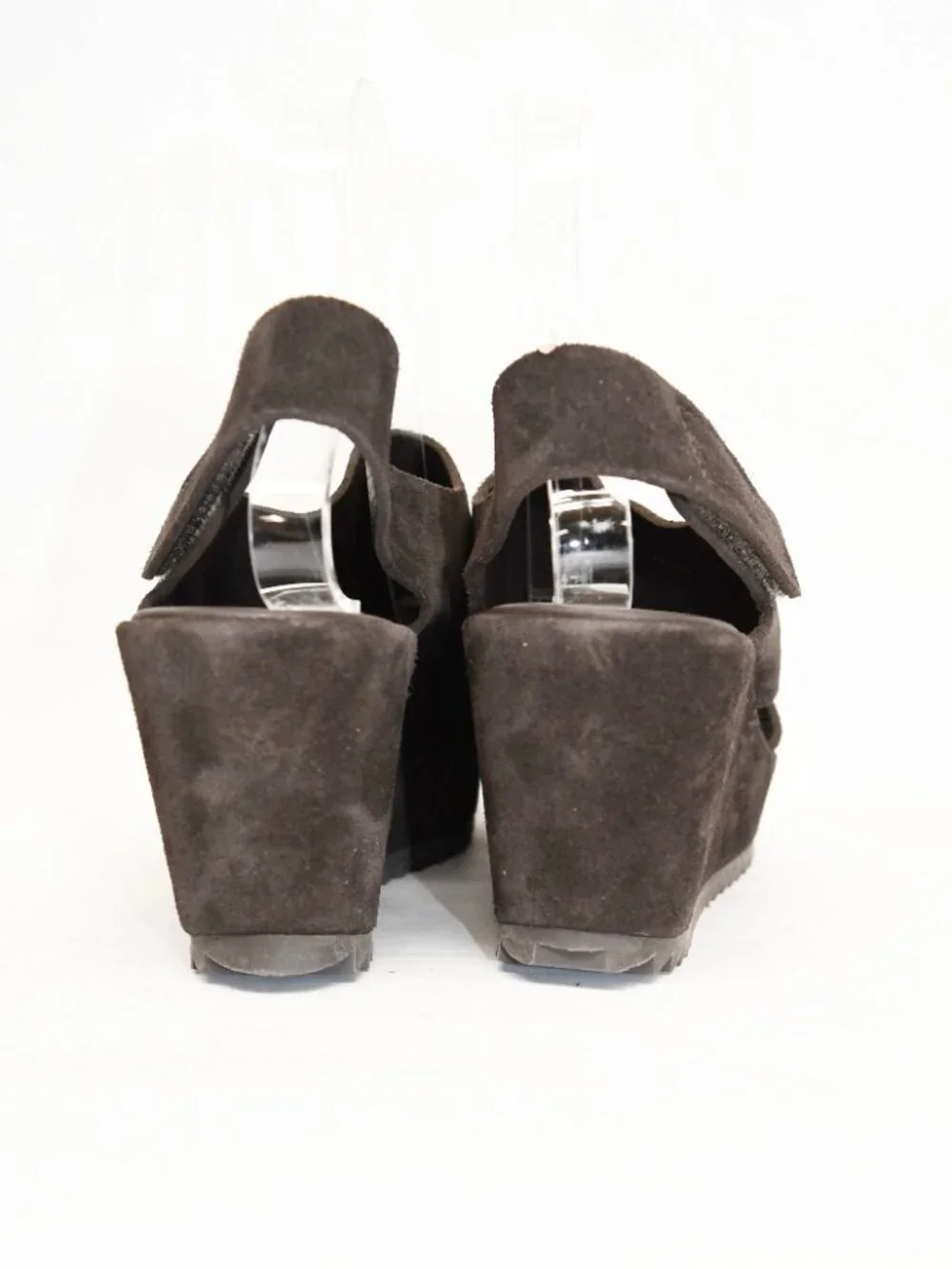 $650 PEDRO GARCIA STRAPPY wedge sandals DARK CHOCOLATE SUEDE SAWTOOTH 40 (DD3)